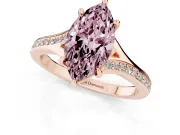 Marquise Pave Solitaire Engagement Ring Setting for a Fancy Pink Lab-Grown Diamond | Sweeping Shoulders | Rose Gold