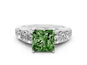 Princess Cut Engagement Ring Setting for a Fancy Green Lab-Grown Diamond | White Gold - Design NV-24645