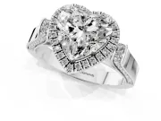 Heart-Shaped Halo Engagement Ring Setting | Pointed Pave Shoulders | White Gold