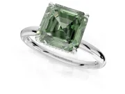 Asscher Cut Hidden Halo Ring Setting for a Fancy Green Lab-Grown Diamond | Sterling Silver