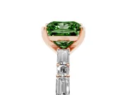 Princess Cut Baguette Side Stone Engagement Ring Setting for a Fancy Green Lab-Grown Diamond | Rose Gold