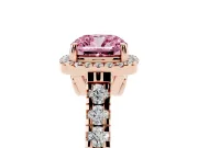 Cushion Cut Accented Halo Engagement Ring Setting for a Fancy Pink Lab-Grown Diamond | Rose Gold