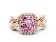 Radiant Cut Floral Halo Engagement Ring Setting for a Fancy Pink Lab-Grown Diamond | Rose Gold