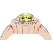 Oval Scalloped Halo Engagement Ring Setting for a Fancy Yellow Lab-Grown Diamond | Double Row Band | Rose Gold