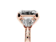 Emerald Cut Hidden Halo Three Stone Engagement Ring Setting for a Black Center | Rose Gold