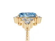 Radiant Cut Cluster Engagement Ring Setting for a Fancy Blue Lab-Grown Diamond | Yellow Gold