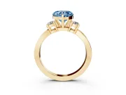 Heart-Shaped Three-Stone Twist Engagement Ring Setting for a Fancy Blue Lab-Grown Diamond | Yellow Gold