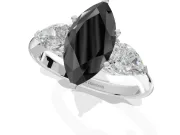 Marquise Three-Stone Engagement Ring Setting for a Black Center | Pear Side Stones | Sterling Silver