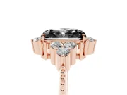 Fancy Black Radiant Cut Diamond Cluster Ring Set in Rose gold with Beaded Band