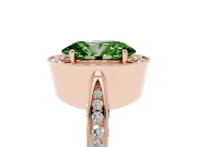 Oval Milgrain Halo Engagement Ring Setting for a Fancy Green Lab-Grown Diamond | Side Stones | Rose Gold