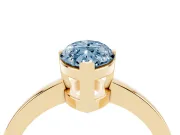Fancy Blue Marquise Cut Diamond Solitaire Ring Set in Yellow gold with Prong Head and Smooth Polished Band
