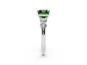 Asscher Cut Five Stone Engagement Ring Setting for a Fancy Green Lab-Grown Diamond | Prong Set Side Stones | Platinum