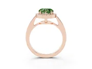Fancy Green Heart Cut Diamond Halo Pavé Engagement Ring Set in Rose gold with Bezel Setting