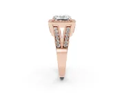 Radiant Cut Vintage Milgrain Halo Engagement Ring Setting | Pave Split Shank | Rose Gold