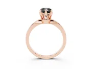 Fancy Black Radiant Cut Diamond Solitaire Engagement Ring Set in Rose gold with Slim Tapered Solitaire Band