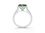 Princess Cut Halo Engagement Ring Setting for a Fancy Green Lab-Grown Diamond | Plain Polished Band | Sterling Silver