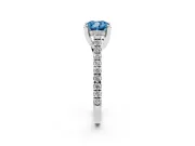 Cushion Cut Hidden Halo Pave Engagement Ring Setting for a Fancy Blue Lab-Grown Diamond | Claw Prongs | Platinum
