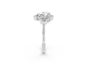 Heart-Shaped Vintage Cluster Engagement Ring Setting | Beaded Edges | White Gold
