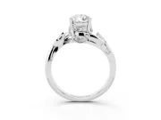 Pear Cut Diamond Solitaire Twist Engagement Ring Set in Platinum with Pavé Leaf Accents