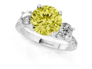 Round Three-Stone Engagement Ring Setting for a Fancy Yellow Lab-Grown Diamond | Platinum