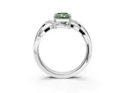 Radiant Cut Bypass Solitaire Engagement Ring Setting for a Fancy Green Lab-Grown Diamond | Pavé Strands | White Gold