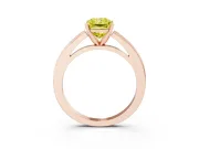 Fancy Yellow Radiant Cut Diamond Solitaire Ring Set in Rose gold with Prong Setting and Classic Band