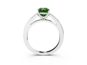 Fancy Green Radiant Cut Diamond Solitaire Ring Set in White gold with Prong Setting and Classic Band