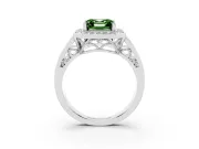 Asscher Cut Halo Engagement Ring Setting for a Fancy Green Lab-Grown Diamond | Channel-Set Split Shank | Platinum