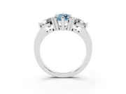 Fancy Blue Marquise Cut Diamond Three-Stone Ring Set in White gold with Prong Setting and Classic Band