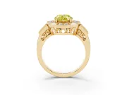 Fancy Yellow Pear Cut Diamond Milgrain Halo Ring Set in Yellow gold with Split Shank
