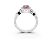Radiant Cut Floral Halo Engagement Ring Setting for a Fancy Pink Lab-Grown Diamond | Sterling Silver