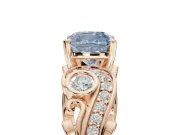 Cushion Cut Swirl Engagement Ring Setting for a Fancy Blue Lab-Grown Diamond | Rose Gold