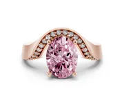 Oval Bypass Engagement Ring Setting for a Fancy Pink Lab-Grown Diamond | Pavé Ribbon | Rose Gold
