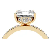 Asscher Cut Hidden Halo Pavé Engagement Ring Setting | Micro Pavé Band | Yellow Gold
