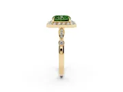 Radiant Cut Halo Engagement Ring Setting for a Fancy Green Lab-Grown Diamond | Bezel Station Shoulders | Yellow Gold
