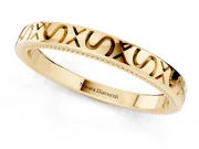 Engraved Milgrain Band Set in Yellow gold with Vintage-Inspired Pattern