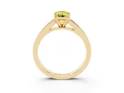 Fancy Yellow Emerald Cut Diamond Solitaire Ring Set in Yellow gold with Channel-Set Band and Prong Setting