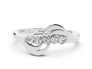 Round Diamond Five-Stone Crossover Band Set in Silver with Prong Setting
