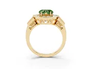 Fancy Green Heart Cut Diamond Milgrain Halo Ring Set in Yellow gold with Split Shank
