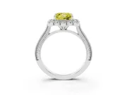 Fancy Yellow Princess Cut Diamond Halo Milgrain Pavé Ring Set in Silver with Prong Setting