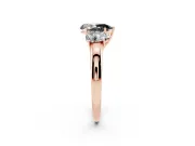 Pear-Shaped Three Stone Engagement Ring Setting for a Black Center | Plain Band | Rose Gold