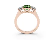 Emerald Cut Three Stone Engagement Ring Setting for a Fancy Green Lab-Grown Diamond | Basket Prong Heads | Rose Gold