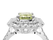 Canary Yellow Radiant Cut Lab-Grown Diamond Double Halo Statement Ring Set in White Gold with Pavé Band