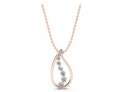 Round Lab-Grown Diamond Graduated Cascading Teardrop Pendant Necklace | Open Frame | Rose Gold