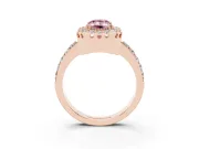 Emerald Cut Milgrain Halo Engagement Ring Setting for a Fancy Pink Lab-Grown Diamond | Pavé Shoulders | Rose Gold