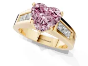 Heart-Shaped Channel-Set Engagement Ring Setting for a Fancy Pink Lab-Grown Diamond | Yellow Gold