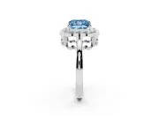 Princess Cut Scalloped Cluster Halo Engagement Ring Setting for a Fancy Blue Lab-Grown Diamond | Plain Band | White Gold
