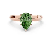 Fancy Green Pear Cut Diamond Solitaire Engagement Ring Set in Rose gold with Flat Band and Prong Setting