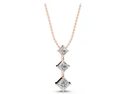Princess Cut Lab-Grown Diamond Three-Stone Pendant Necklace | Set on Point | Rose Gold