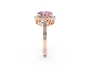 Oval Halo Engagement Ring Setting for a Fancy Pink Lab-Grown Diamond | Polished Halo Rim | Rose Gold